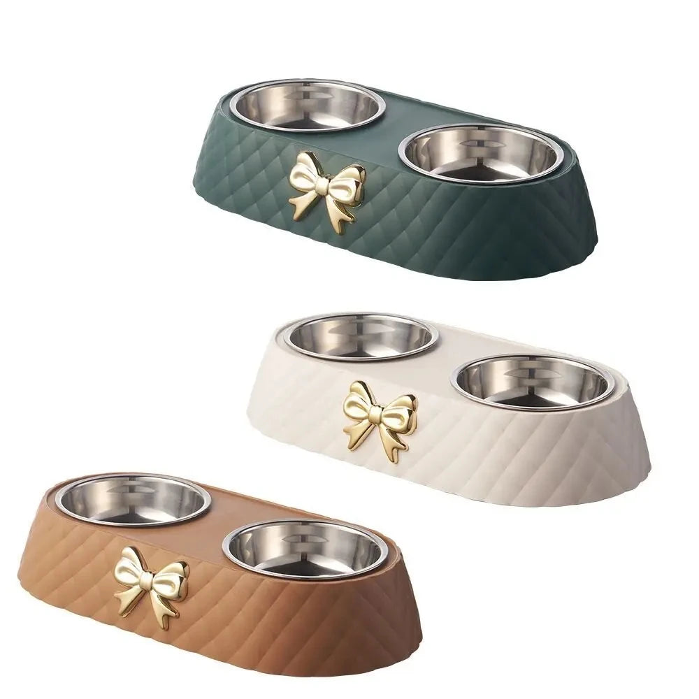 Stainless Steel Bow-tie Pet Bowl