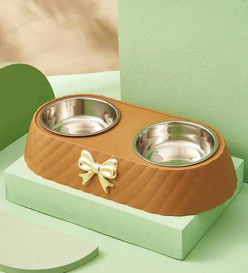 Stainless Steel Bow-tie Pet Bowl