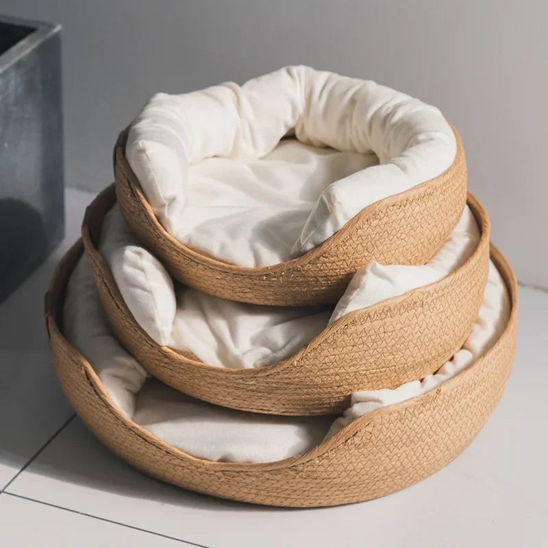 Basket Bamboo Weaved Pet Bed
