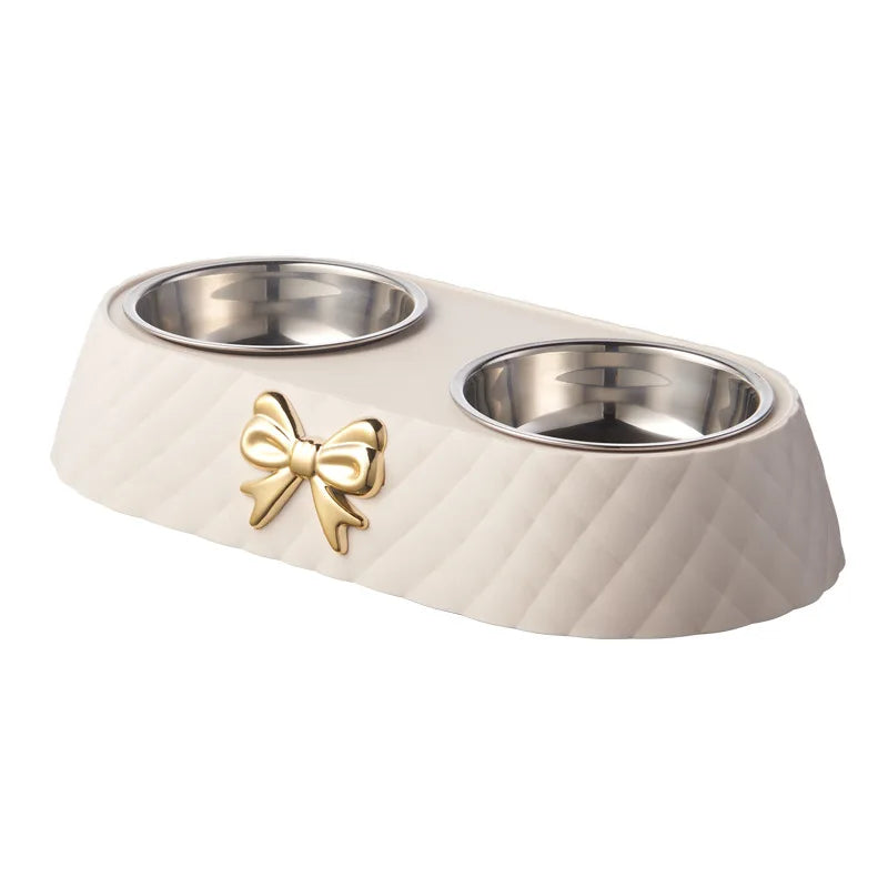 Stainless Steel Bow-tie Pet Bowl