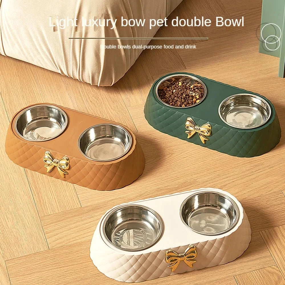 Stainless Steel Bow-tie Pet Bowl