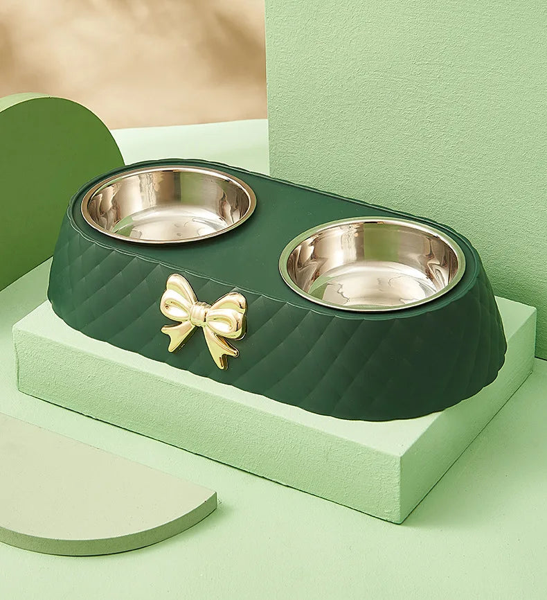 Stainless Steel Bow-tie Pet Bowl
